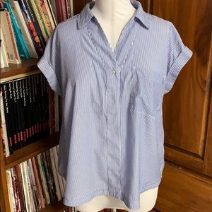 Blue and White Striped Blouse